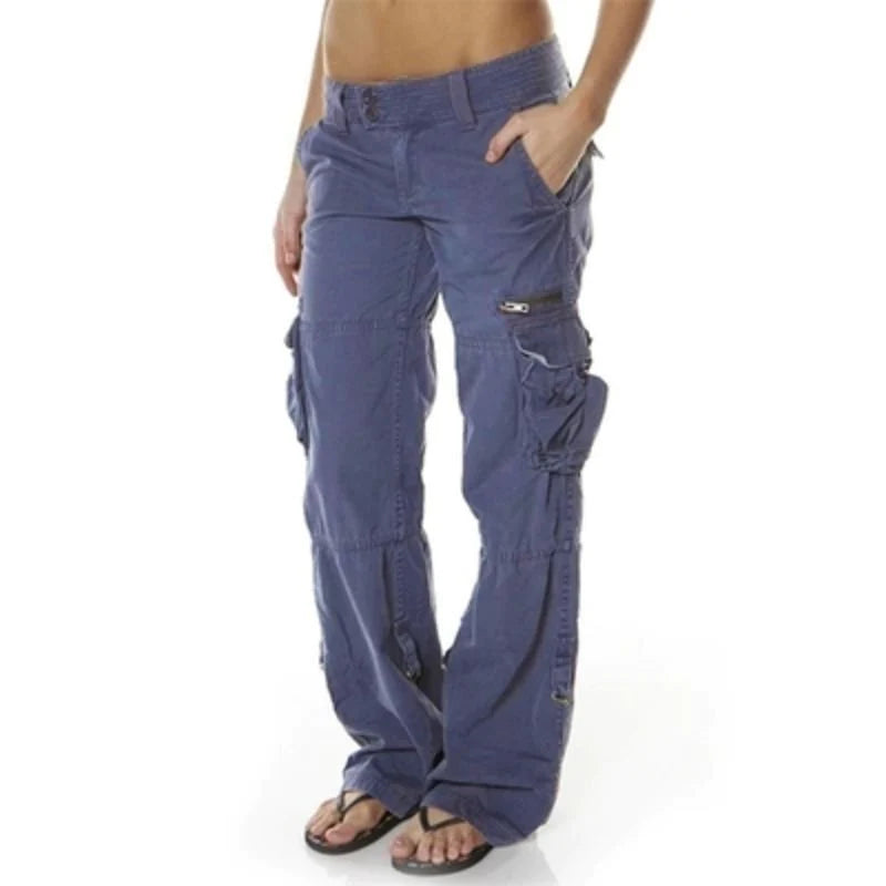 Variantenbild für Damen-Cargohose im lässigen Stil aus 100% Baumwolle mit Taschen-8