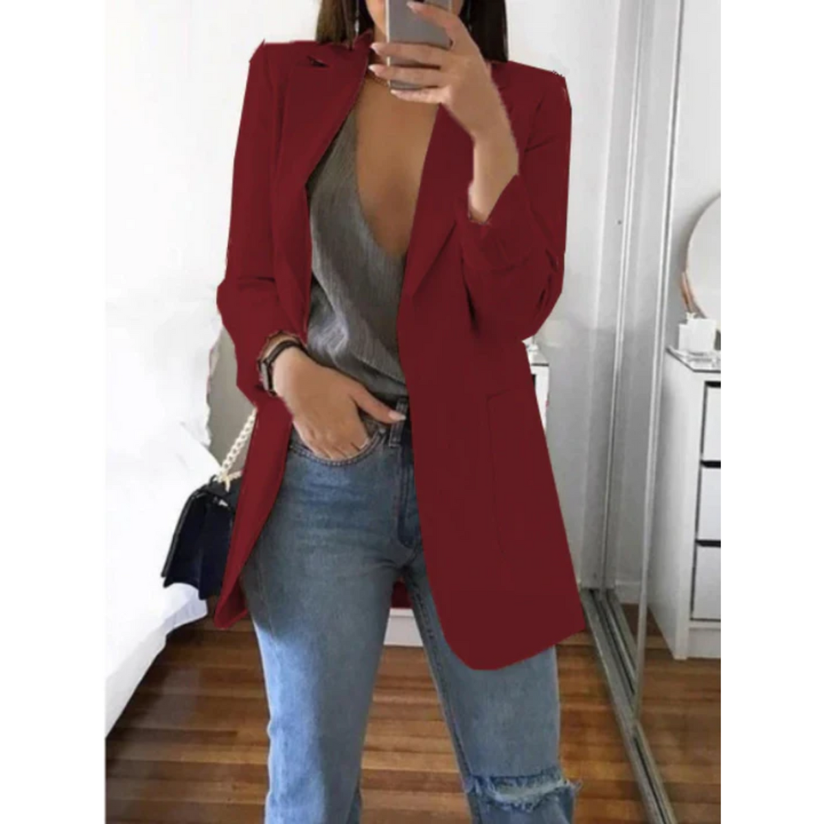 Variant image for Damen Blazer Enger Geschnitten Modernes Design Hochwertiger Stoff-67