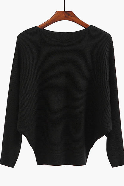 Variant image for Damen-Strickpullover, U-Boot-Ausschnitt, gerippte weiche Baumwolle, Polyester-8
