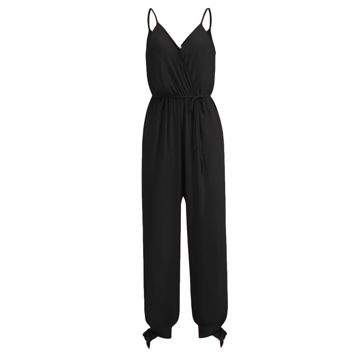 Variant image for Damen-Jumpsuit Tiefer V-Ausschnitt Rückenfreies Capri Baumwolle Polyester-8
