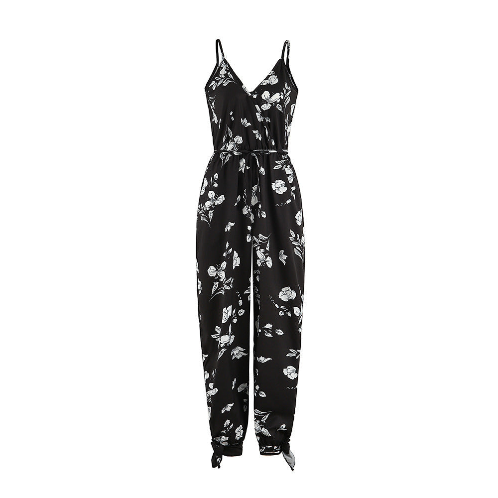 Variant image for Damen-Jumpsuit Tiefer V-Ausschnitt Rückenfreies Capri Baumwolle Polyester-32