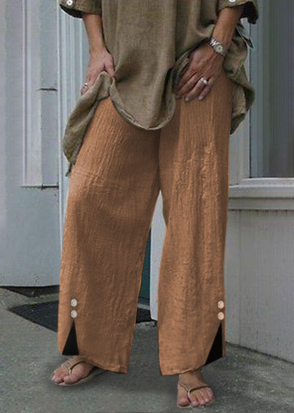 Damen-Hose, weites Bein mit Knopfdetails aus recyceltem Material 4