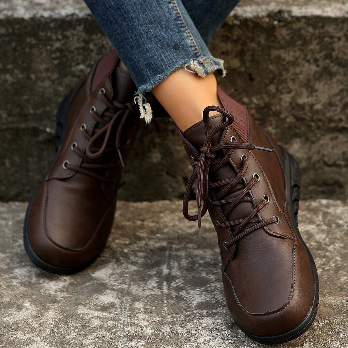Damen-Stiefeletten mit elastischem Taillenband aus synthetischem Material-3