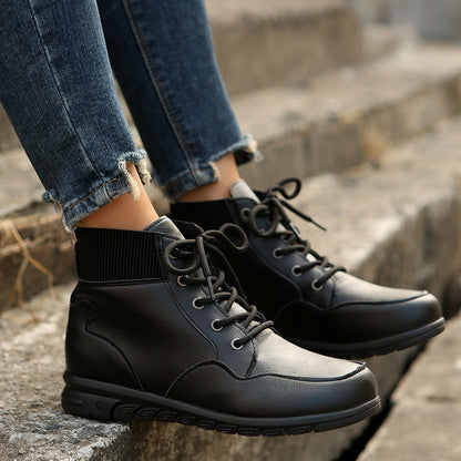 Damen-Stiefeletten mit elastischem Taillenband aus synthetischem Material-4