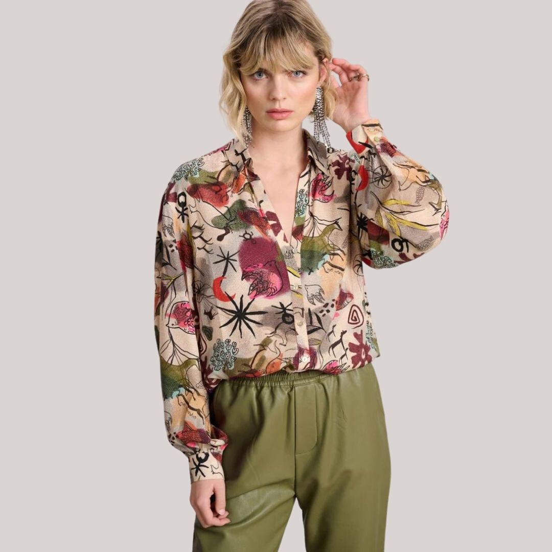 Damen Bluse, einzigartiges Design, handbemalt, 100% Baumwolle-2