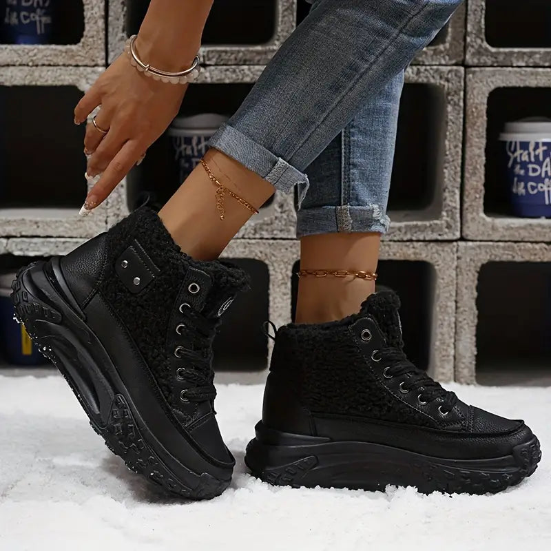 Damen-Schneestiefel, gepolsterte Baumwolle, Fleecefutter-1