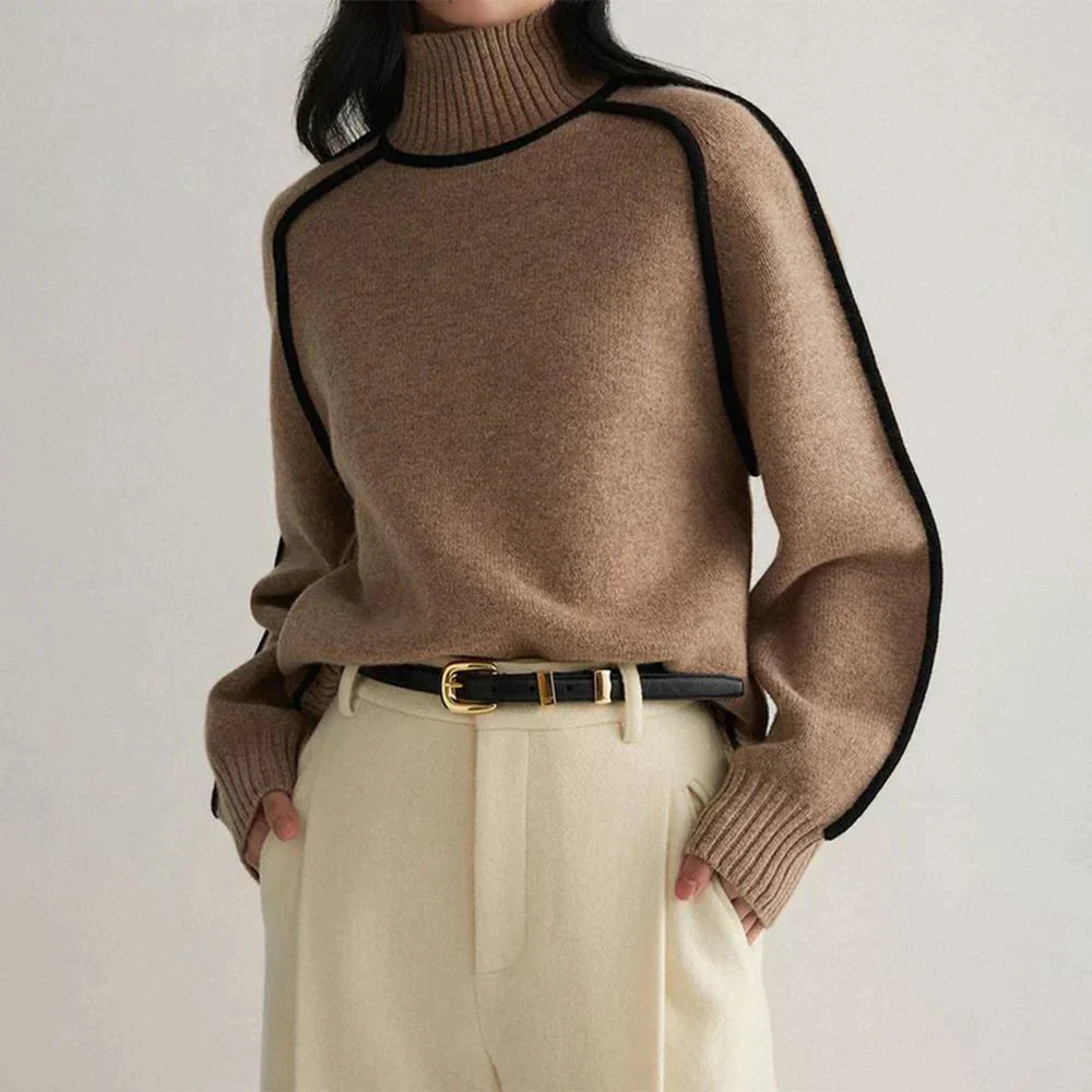 Damen-Strickpullover mit hohem Halsausschnitt aus weichem Acryl – elegante und bequeme Passform für Herbst und Winter 3