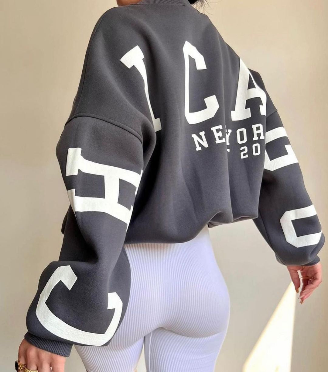 Variant image for Damen-Oversized-Crop-Pullover, lässig, Baumwolle-7