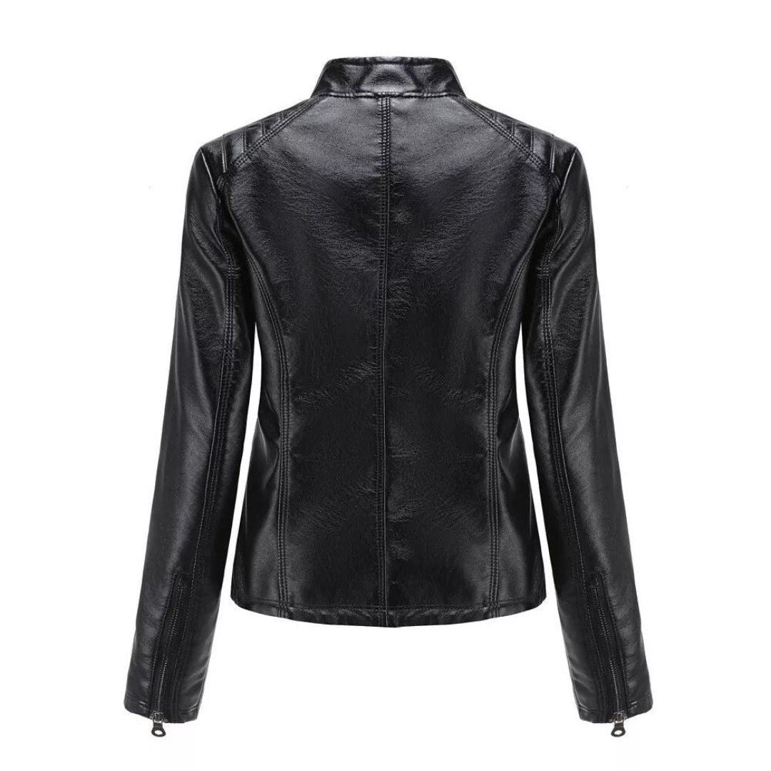 Damen-Lederjacke, gesteppt, Synthetikleder mit Reißverschluss-4