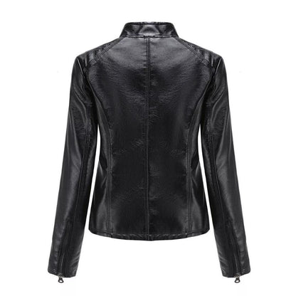 Damen-Lederjacke, gesteppt, Synthetikleder mit Reißverschluss-4