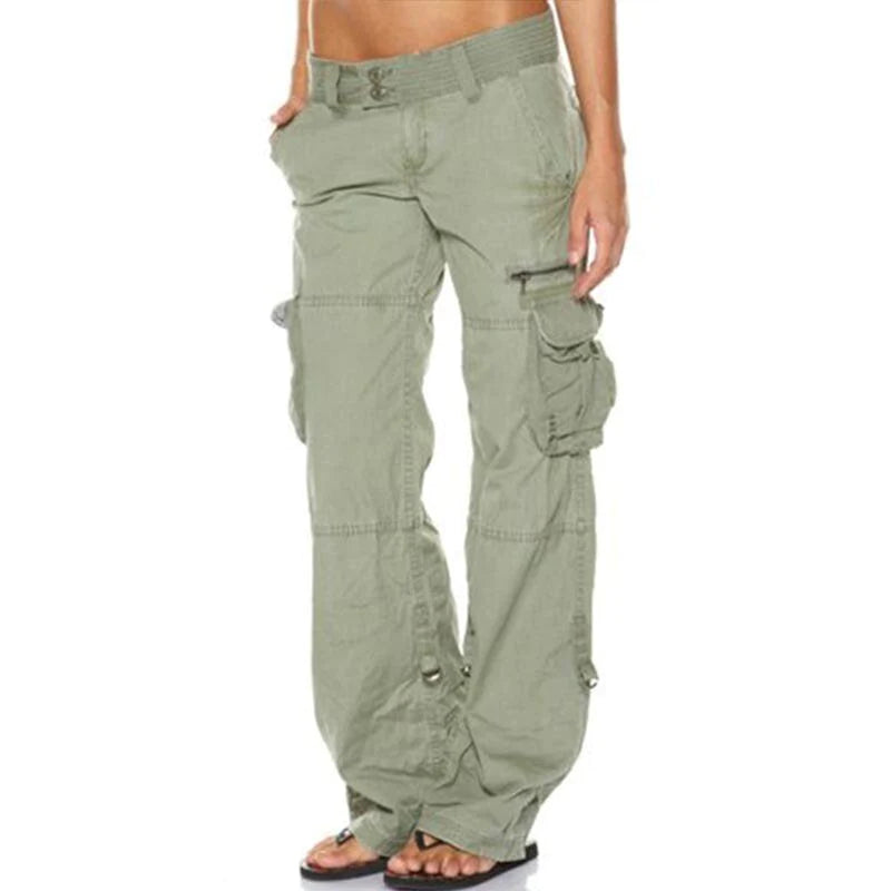 Variantenbild für Damen-Cargohose im lässigen Stil aus 100% Baumwolle mit Taschen-15