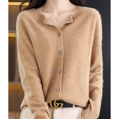 Variantenbild für langen Damen-Cardigan mit Rundhalsausschnitt und Knopfdetails aus 100% Acryl-51