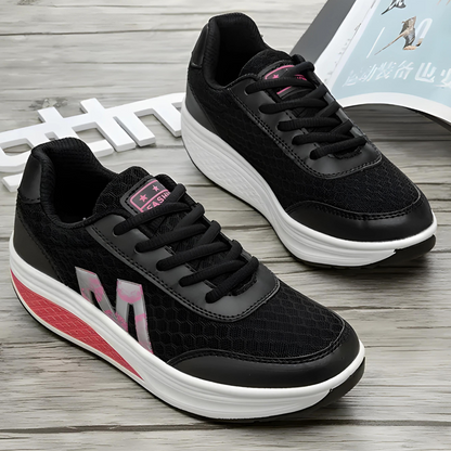Damen-Keil-Sneakers, Schnürung, synthetisches Leder 3