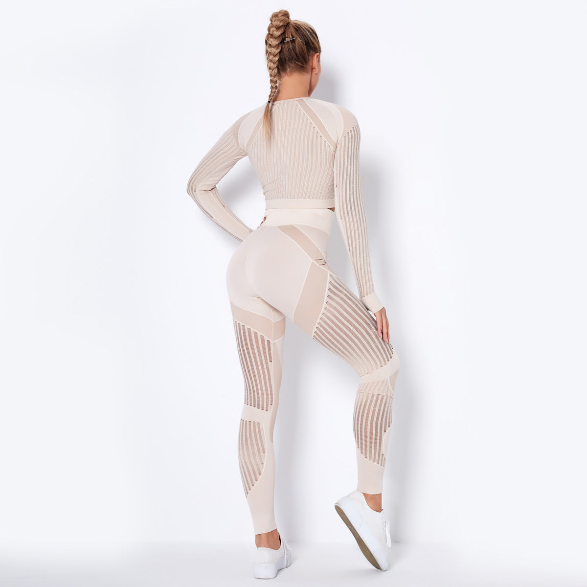 Damen Yogaanzug Nahtlos Lange Ärmel Hochwertiges Material-2