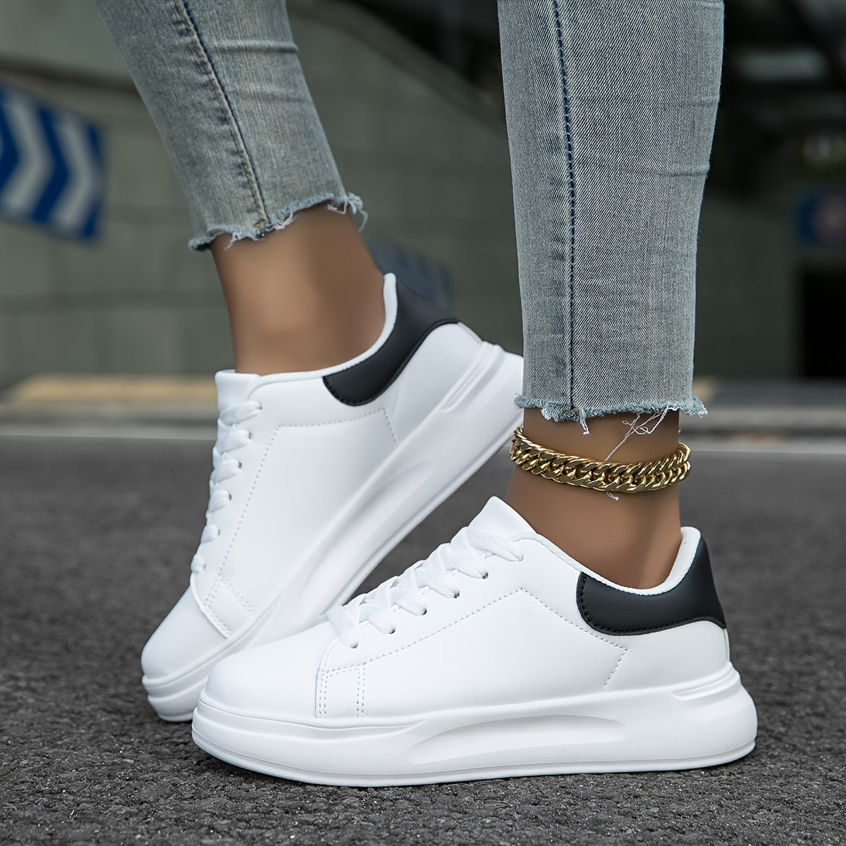 Damen-Sneaker, orthopädisches Design, weißes Leder-5