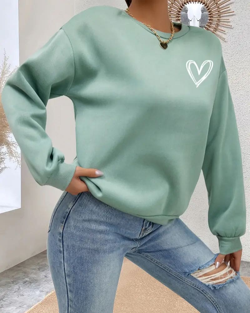 Damenpullover Herzmotiv Weiches Material Entspannter Stil 1
