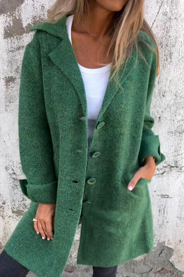 Damen-Midimantel, klassischer Stil, weicher Stoff-4