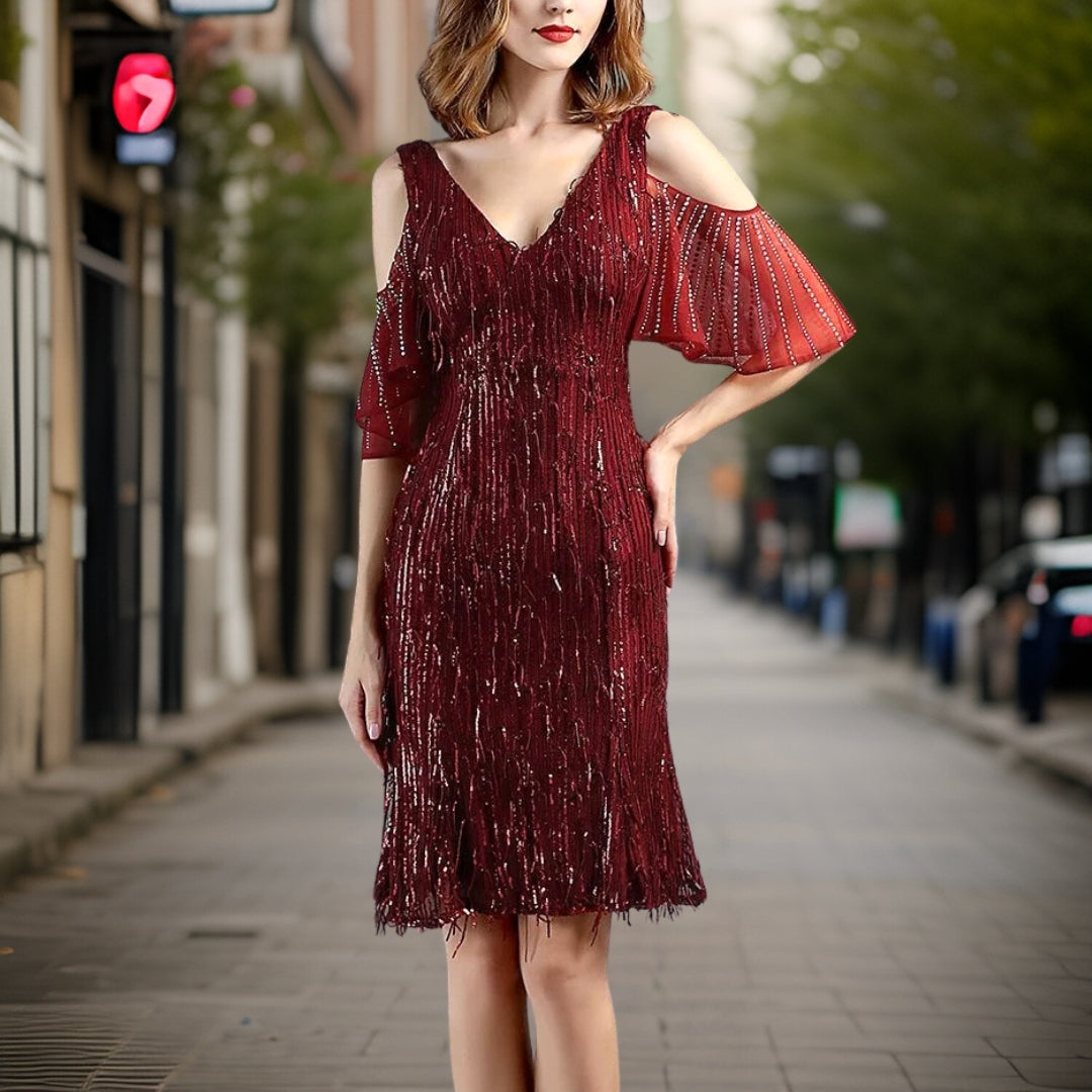 Damen Abendkleid Glänzender Stil Polyester Elastan-2