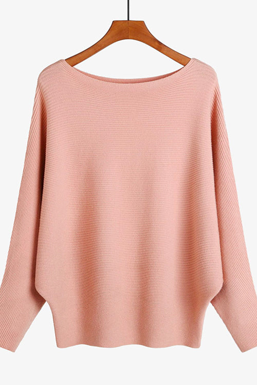 Damen-Strickpullover, U-Boot-Ausschnitt, gerippte weiche Baumwolle, Polyester-5