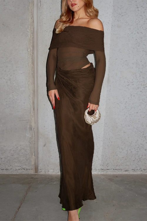 Variant image for Damen-Maxikleid, schulterfreie langarme Baumwolle, Polyester-25