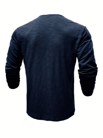 Herrenhemd, Henley, Halbknopfleiste, Stretchmaterial, zeitloser Stil-5