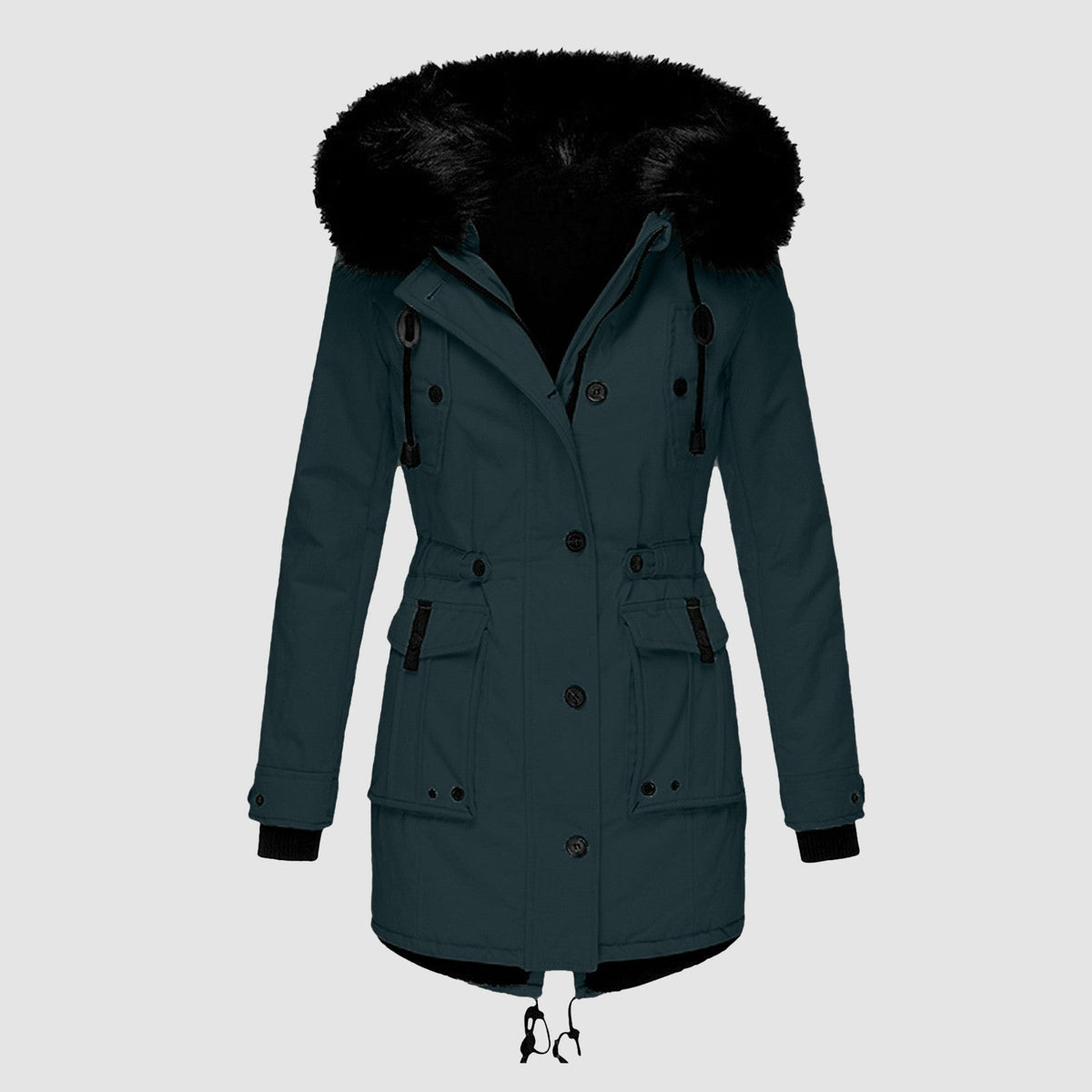 Damen-Mantel Winter Plüsch mit Wollkragen Gefüttert Fleece 6