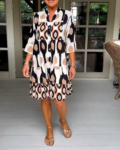 Damen-A-Linien-Midikleid mit Print, 100% Polyester-1