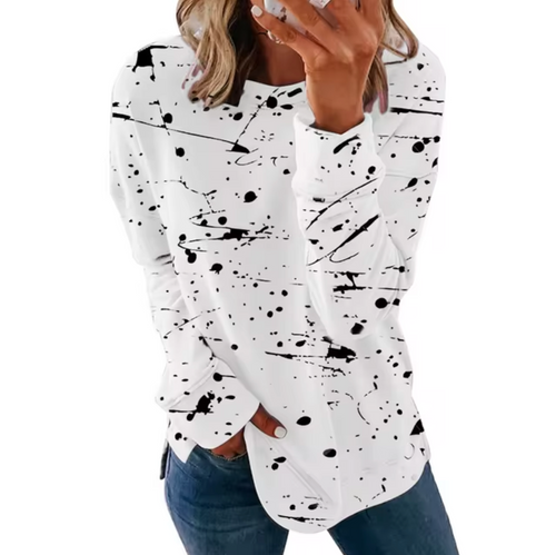 Damen-Oversize-Top, langärmelig, weiche Baumwolle-1