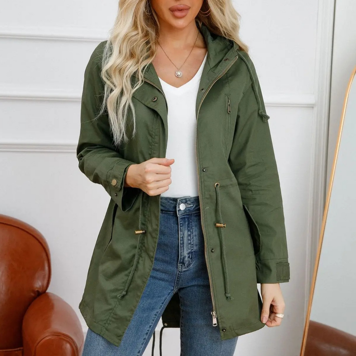 Damen Winterjacke Zeitloses Design Lang Polyester 1