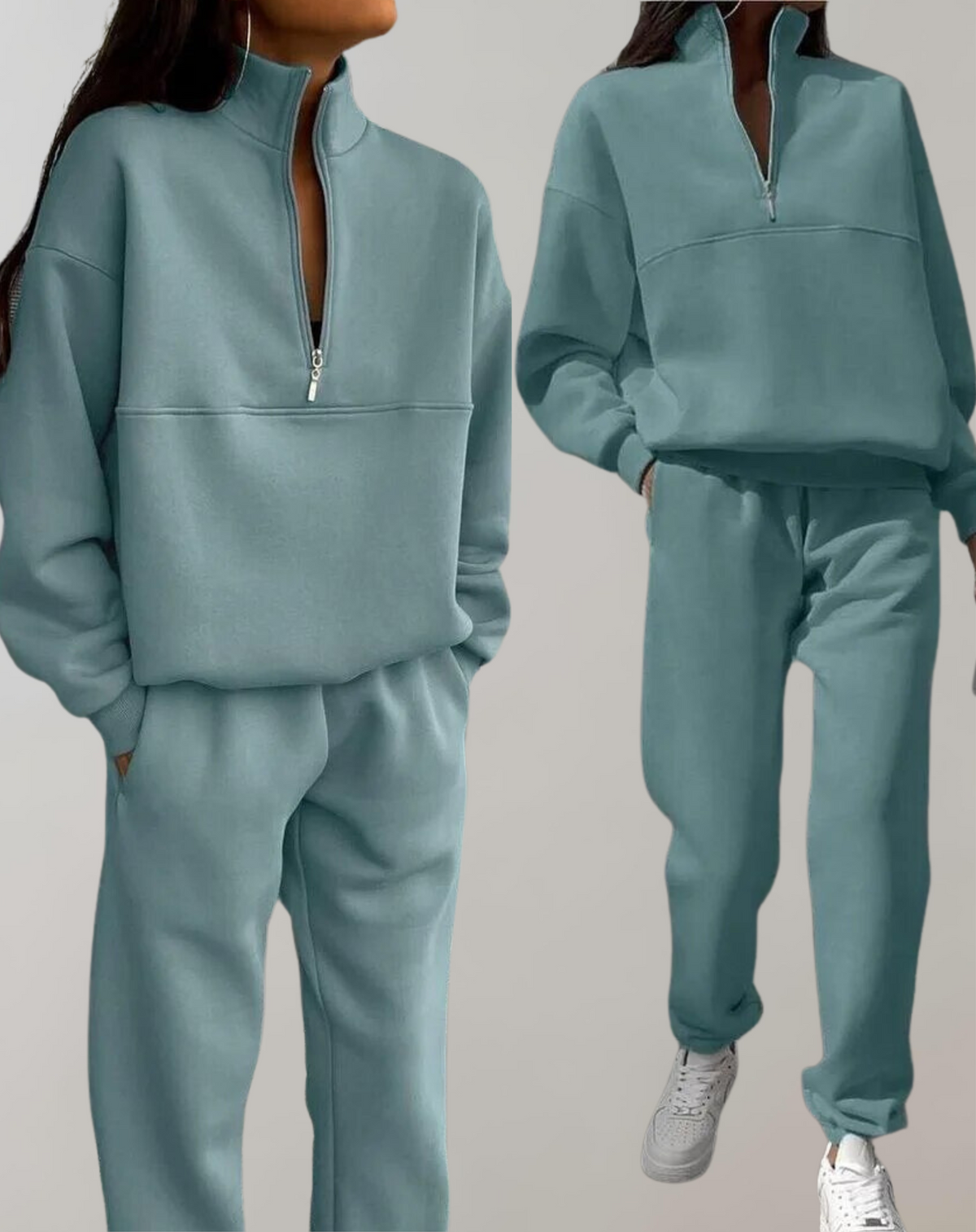Variant image for Damen-Trainingsanzug, Set Zip-up Top, Fleece, Jogginghose-21