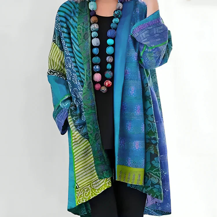 Damen-Strickjacke, offen, gestrickt, Eco, Baumwolle, mit Stehkragen-1