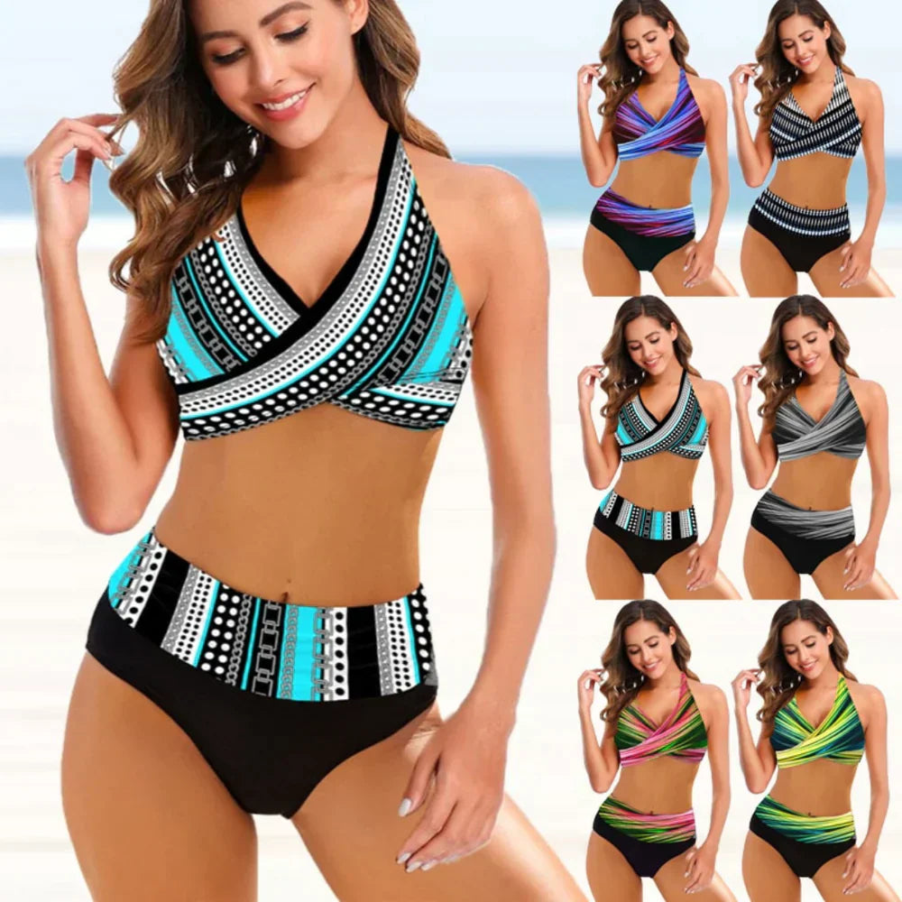 Damen Bikini Hohe Taille Zweiteilig Langlebiges Material 2