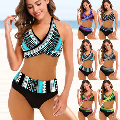 Damen Bikini Hohe Taille Zweiteilig Langlebiges Material 2