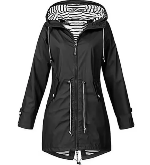 Wasserdichte Damenjacke mit Kapuze Elegantes Design Leichtes Polyester-1