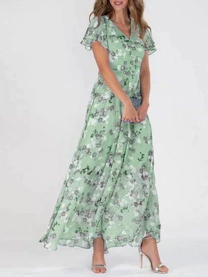 Damen-geblümtes Kleid, elegant, leichtes Material 2