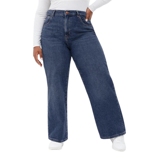 Damen-ausgestellte Jeans, elastischer Denim, hohe Taille-1