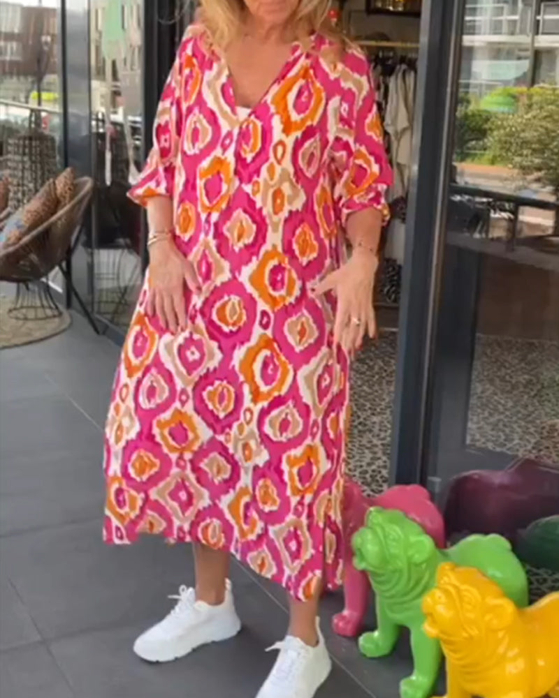 Damenkleid mit Motivprint Halbärmel Leichtes Material-2