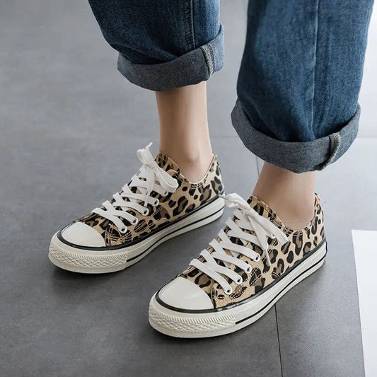 Damen Sneakers Leopardenmuster Trendiges Design Gepolsterte Innensohle Hochwertige Materialien-1