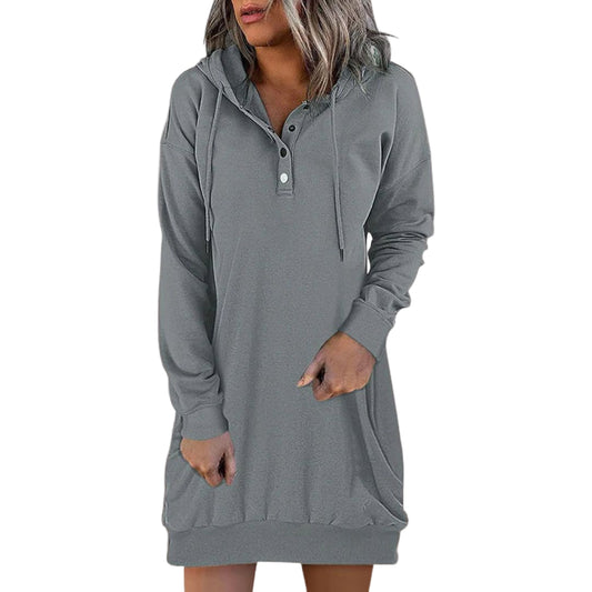 Damenkleid Hoodie Locker Baumwolle 1