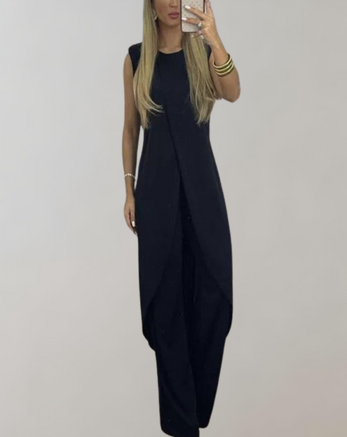 Damen-zweiteiliges Kleid, Spitzendetails, Polyester, fließender Rock-1