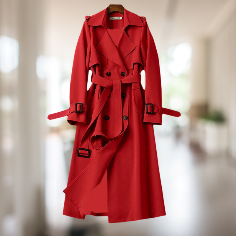 Damen-Trenchcoat, eleganter hochwertiger Stoff-1