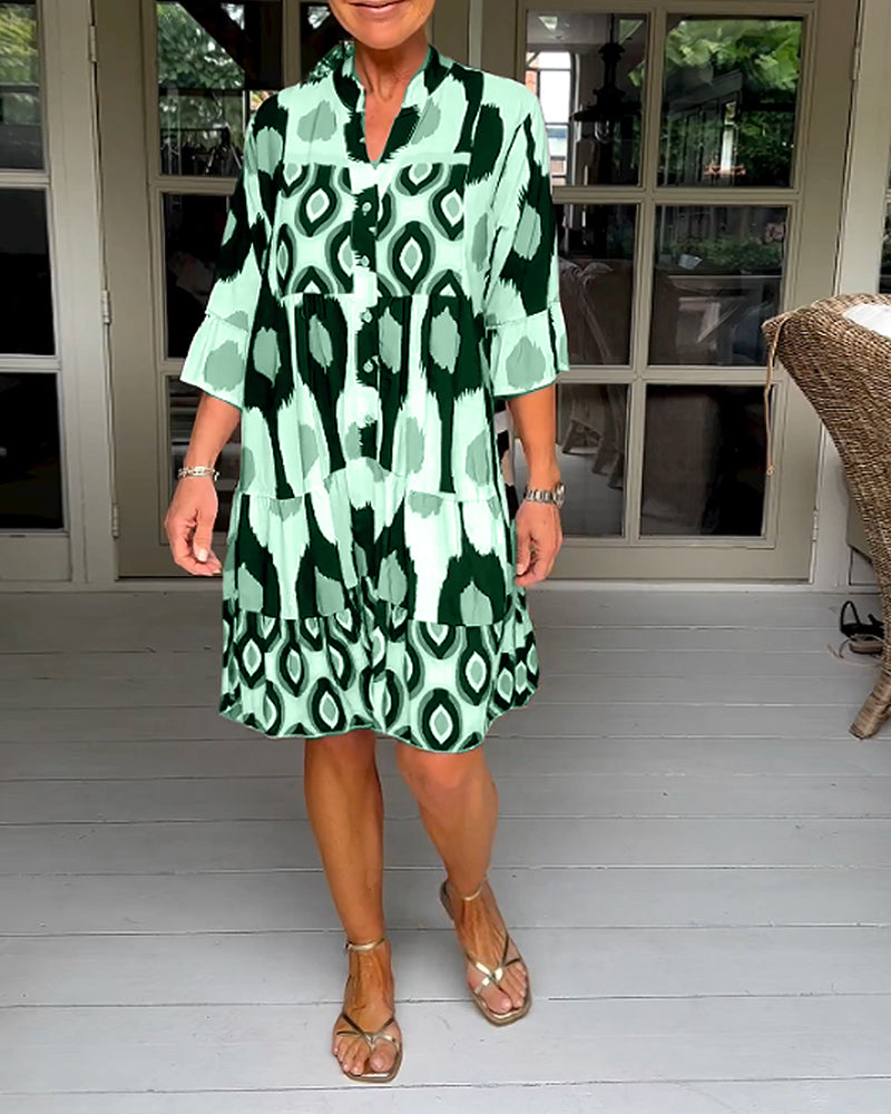 Variantenbild für Damen-A-Linien-Midikleid mit Print aus 100 % Polyester-6