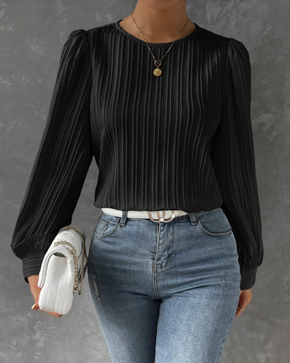Variant image for Damen Bluse Langarm Monochrom Atmungsaktives Material-5