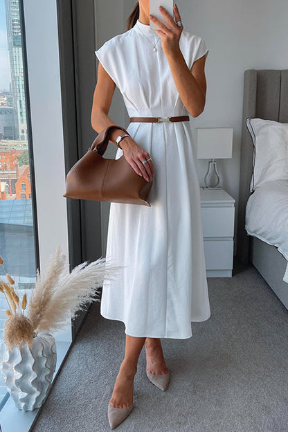 Damen-Midikleid, kurze Ärmel, Baumwolle, Polyester-1