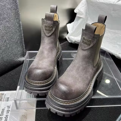Variant image for Damen-Stiefel, Plateau, Leder, grobe Sohle-1