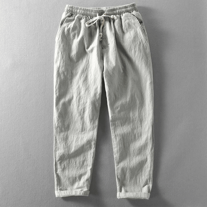 Herren-Leinenhose, leicht, mit lockere Passform, aus hellem Leinen-4