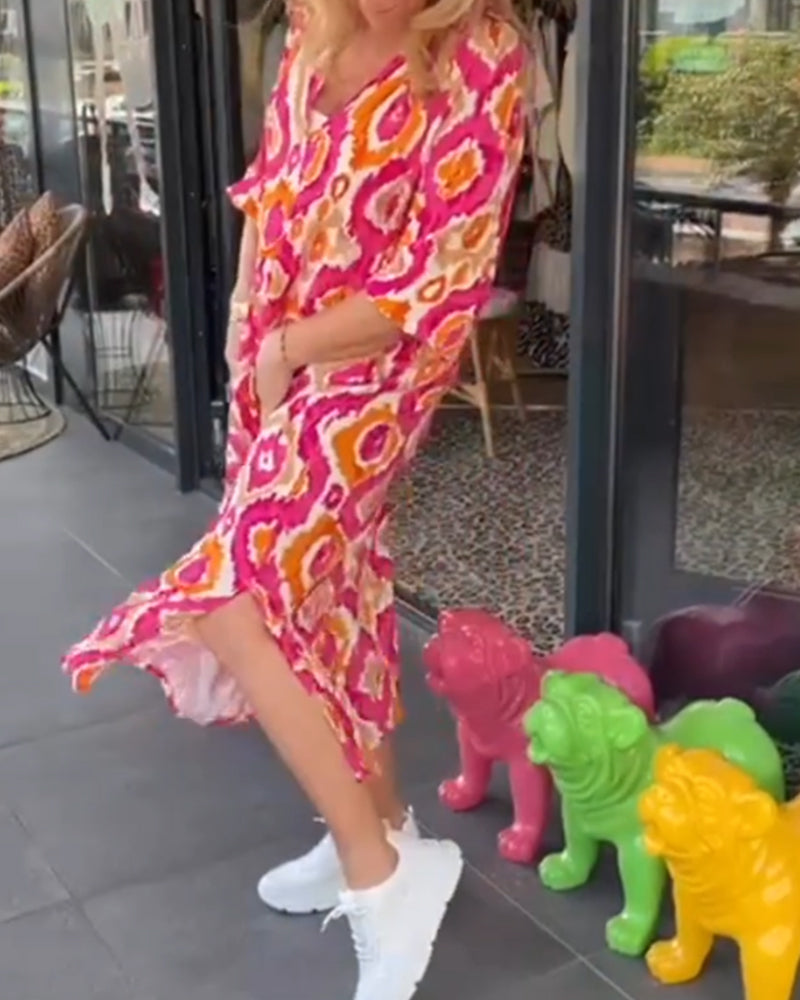 Damenkleid mit Motivprint Halbärmel Leichtes Material-4