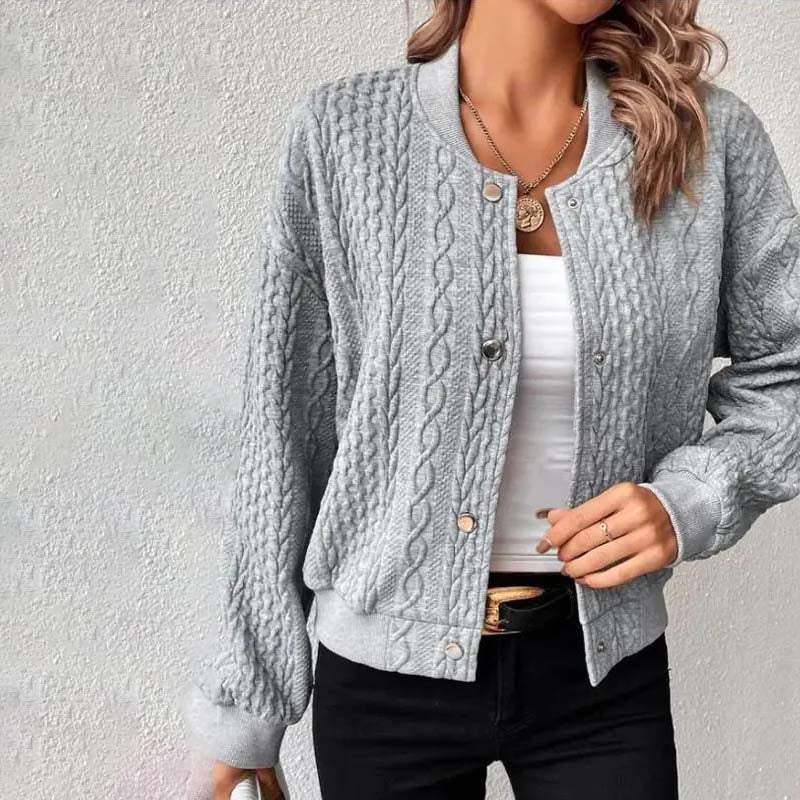 Lange Strickjacke Damen Strick Polyester und Baumwolle Casual Cardigan-1