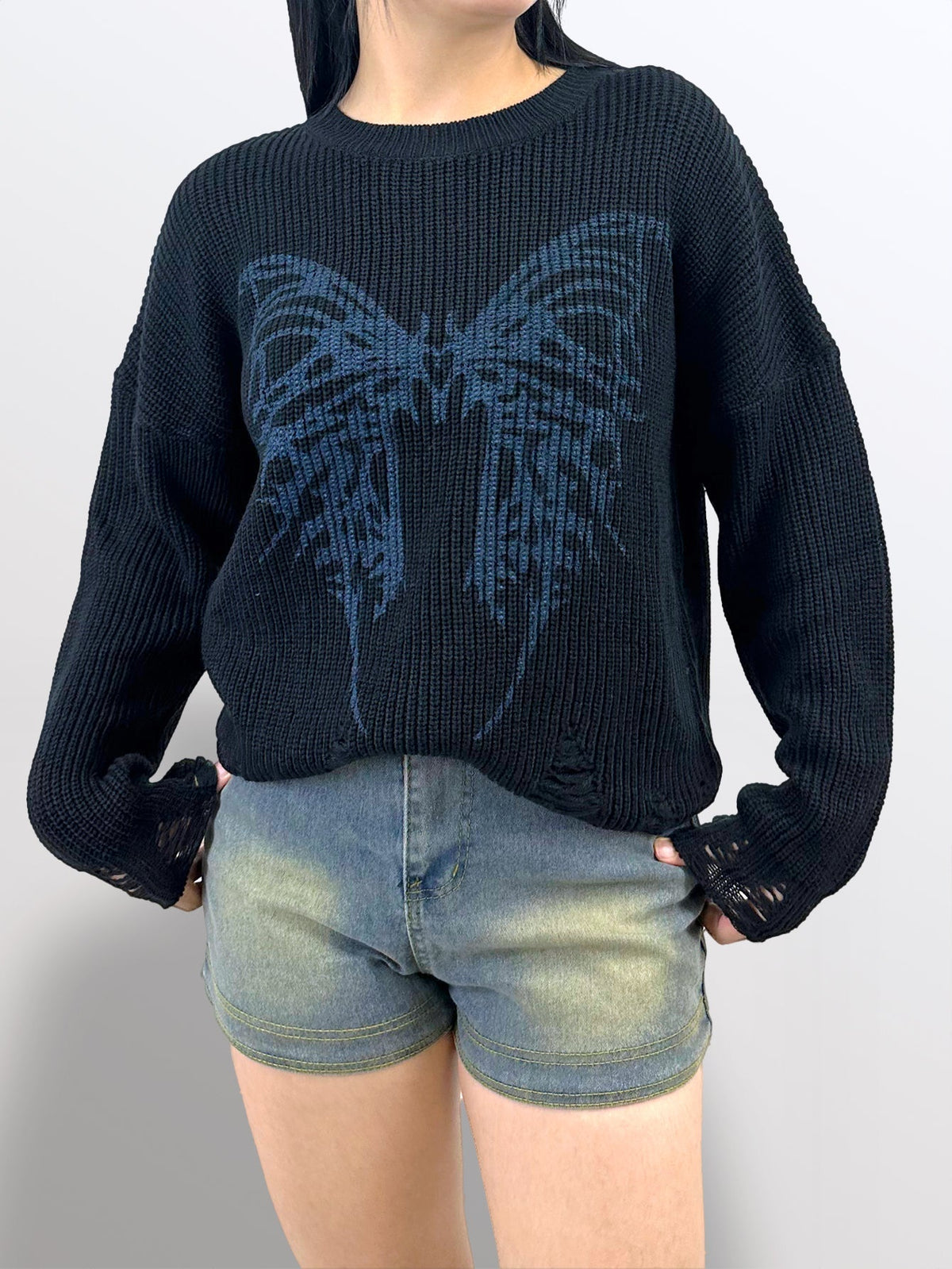 Variant image for Damen-Pullover, Schmetterlingsmuster, weiches Acryl-1