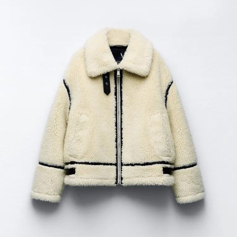 Damen-Teddyjacke, lang, Fleece, elegant, wärmend-1